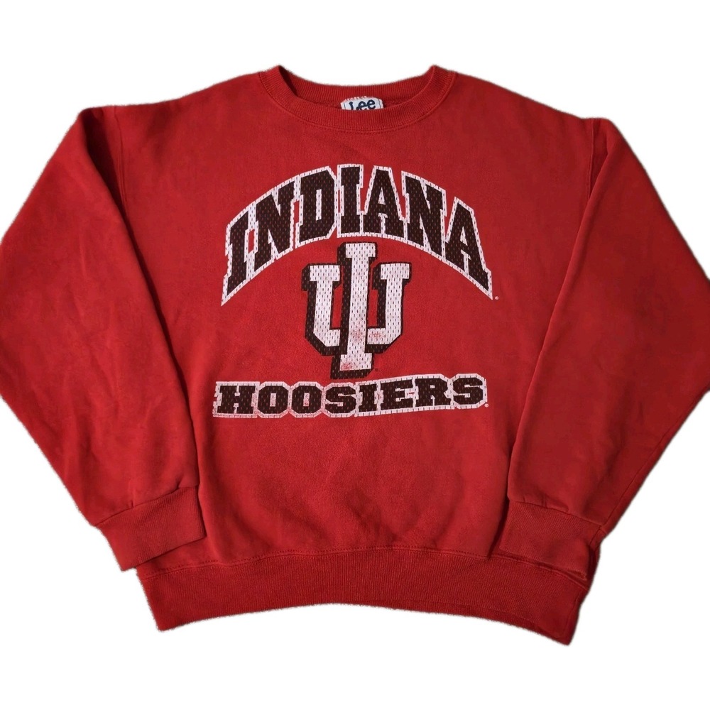 VTG 90s Indiana Hoosiers Football Sweatshirt Size XL Lee Sport Red USA Made
